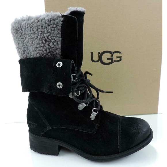 Authentic Women's UGG GRADIN Water Resistant Lace Up Mid-Calf Boots Black Size 6 - Picture 3 of 8